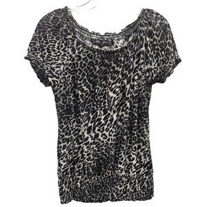 Bizz Girl Women's Leopard Print Blouse Size L